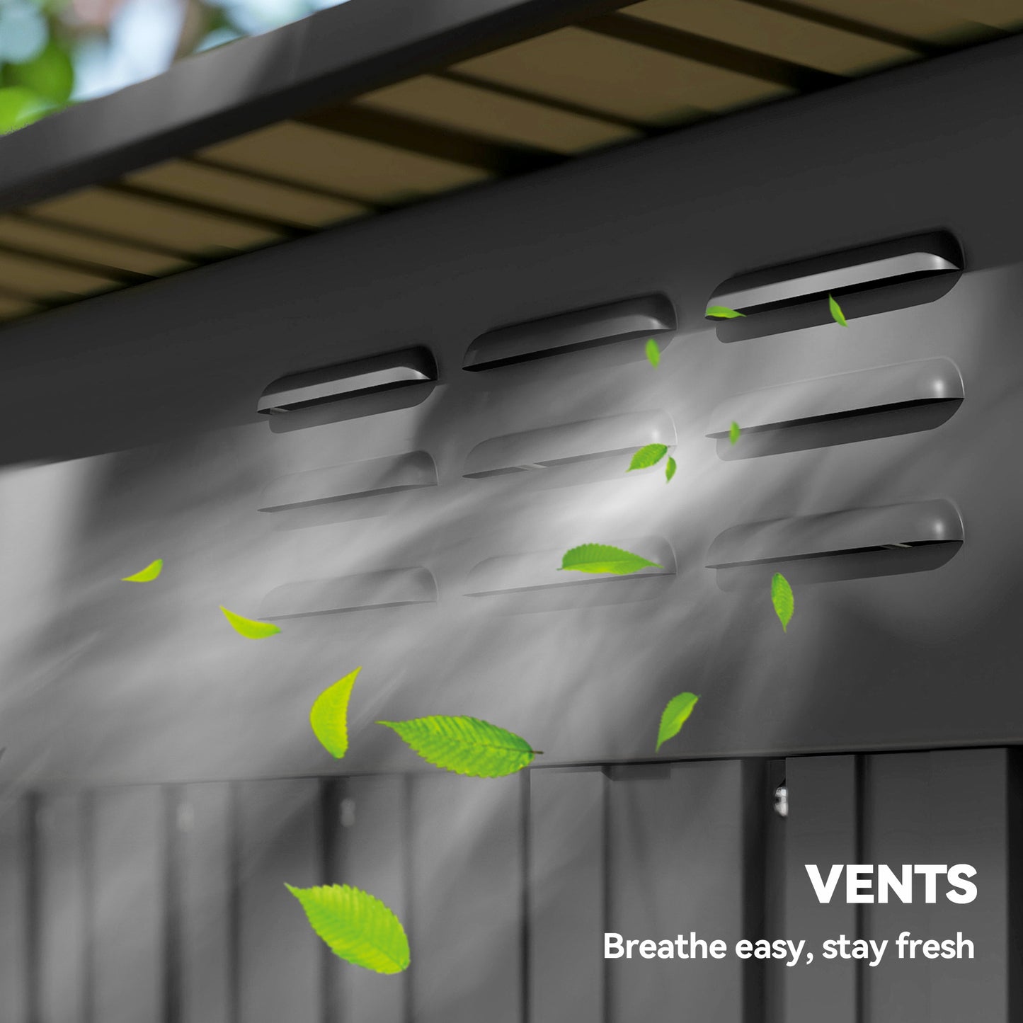 Galvanised Steel Garden Storage Shed | Aluminium Slot-Base Easy Assembly | 50% Fewer Screws | Sliding Door | Integrated Vents | 50kg/m² Snow Load | 159x106x181cm | 1.37m² | Dark Grey
