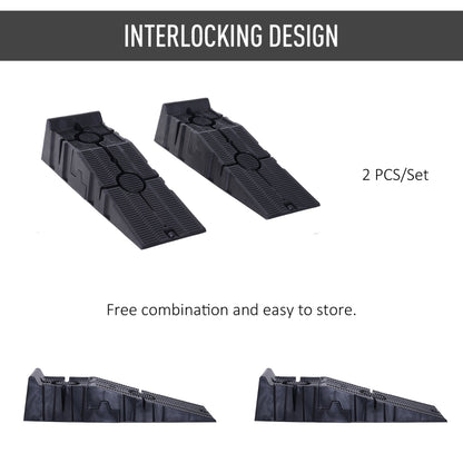 Durhand 1 Pair Heavy Duty 5 Ton Plastic Garage Workshop Car Service Ramps Lifting Automotive Vehicle Portable Low Clearance