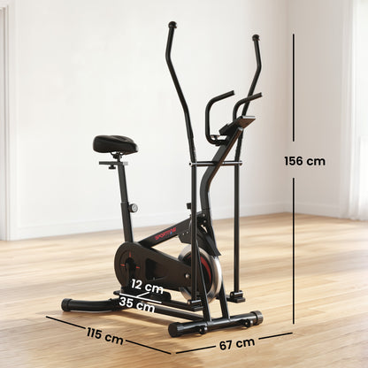 SPORTNOW 2-in-1 Elliptical Cross Trainer & Exercise Bike | 6kg Flywheel & Adjustable Friction Resistance | 5-Level Seat | Bluetooth App Support & LCD | Black