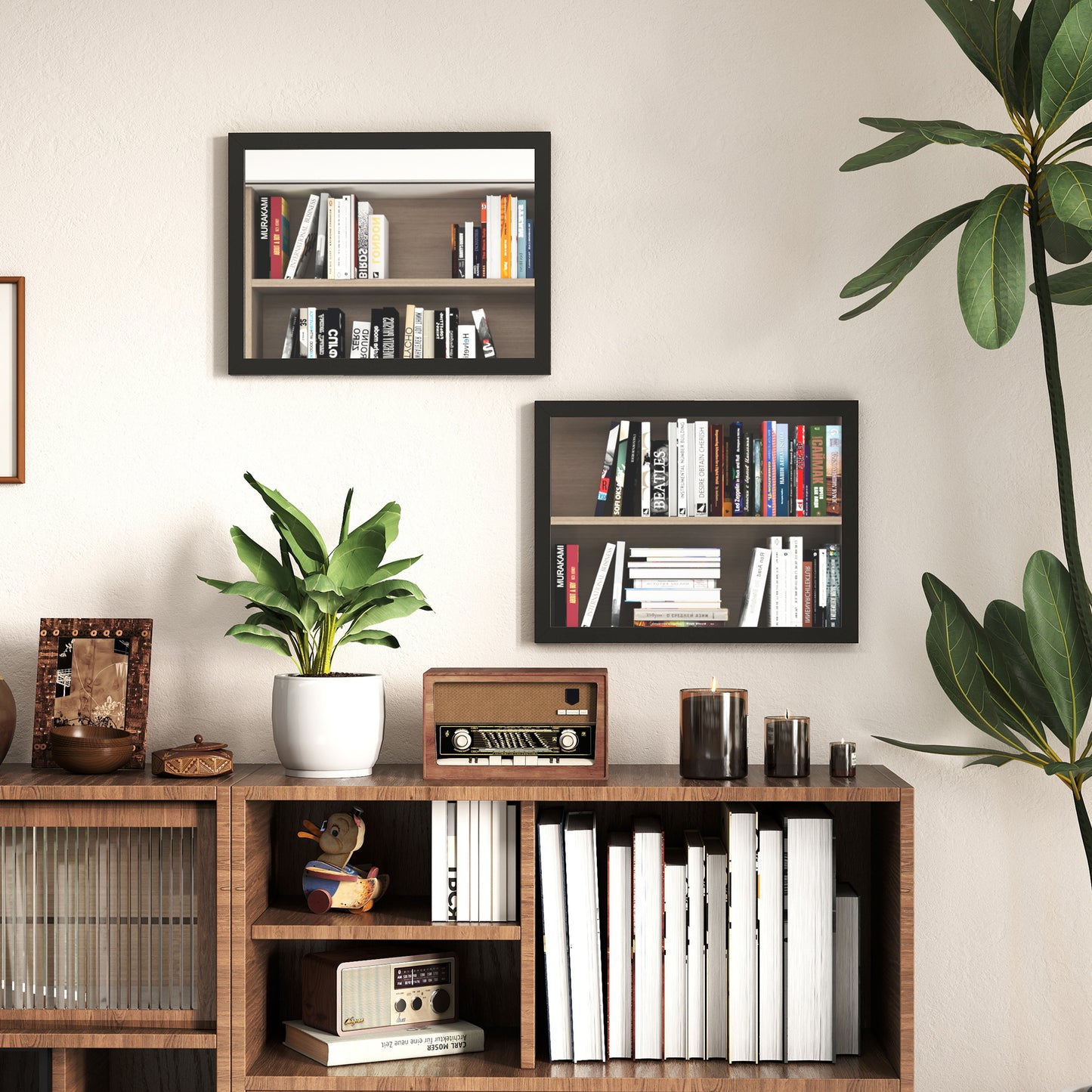 Set of 2 Wall Mirrors | Black Frame | 30 x 40 cm