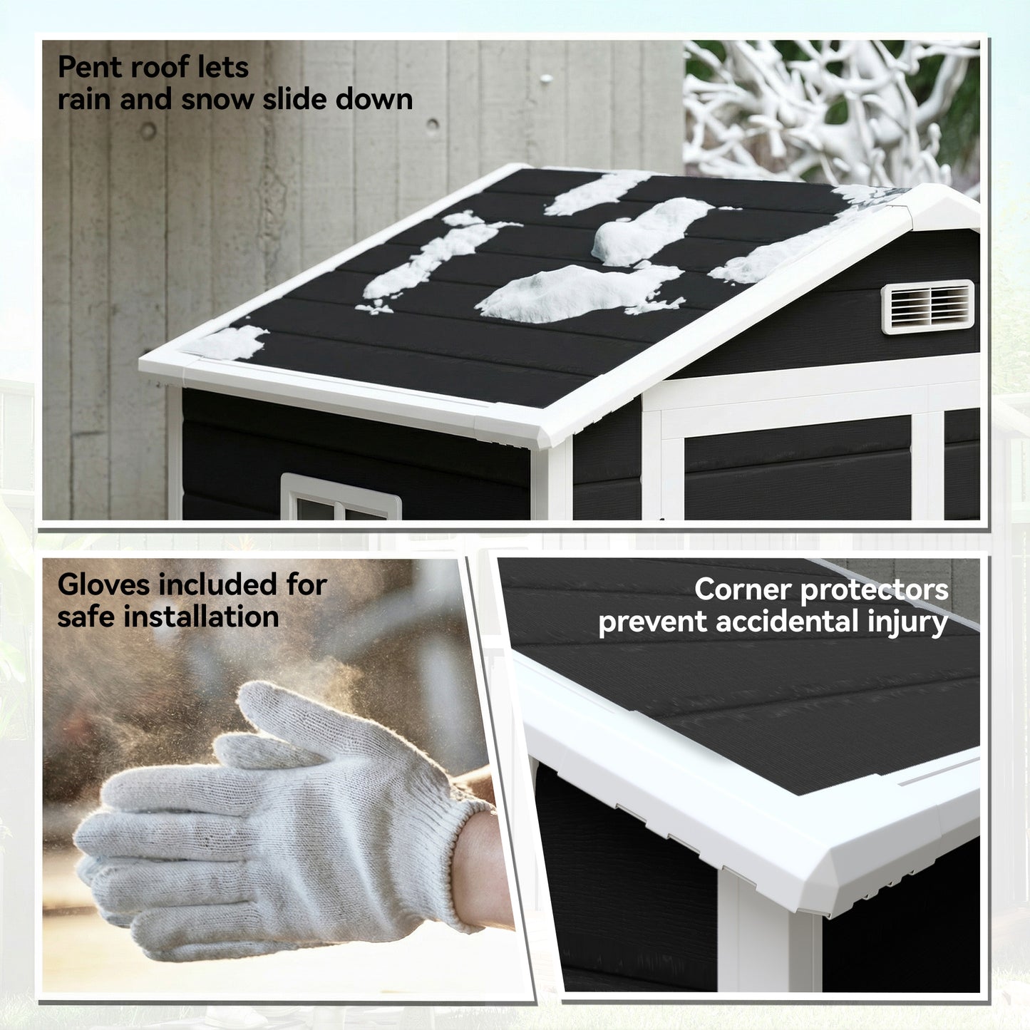 Aluminium Alloy & PP Garden Storage Shed | Double Doors | Lock & 3 Keys | Window | Vent | Sloped Roof | 40kg/m² Snow Rating | 183x134x210cm | 2.12m² | Black