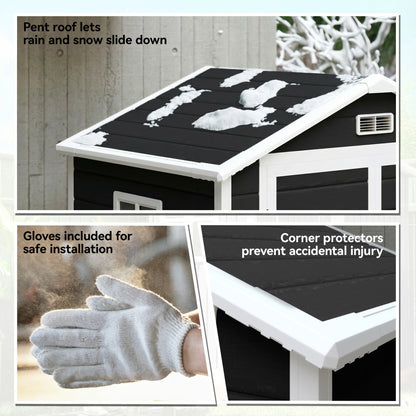 Aluminium Alloy & PP Garden Storage Shed | Double Doors | Lock & 3 Keys | Window | Vent | Sloped Roof | 40kg/m² Snow Rating | 183x134x210cm | 2.12m² | Black