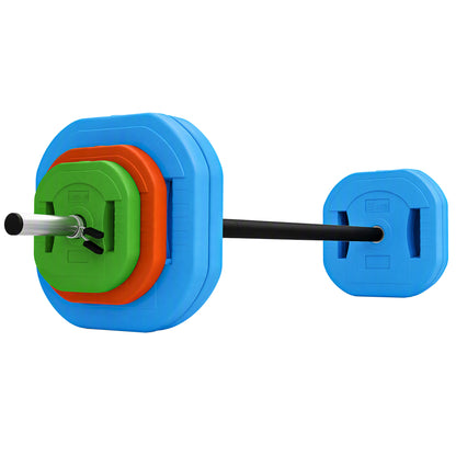 SPORTNOW Adjustable Barbell Weights Set | 20kg or 30kg Options | 140cm Three-Piece Steel Bar | Square Grip Plates & Fixing Clips | Multicolour