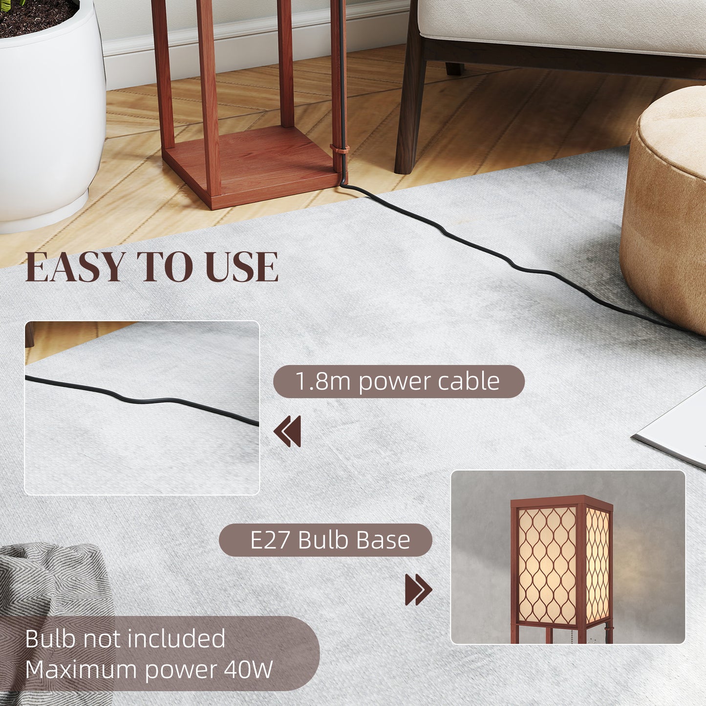 Three-Shelf Standing Lamp - Brown/White