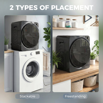 Compact Vented Tumble Dryer | 5kg | 1000W | 5 Drying Modes | Stainless Steel Drum | Stackable | 54dB | Black
