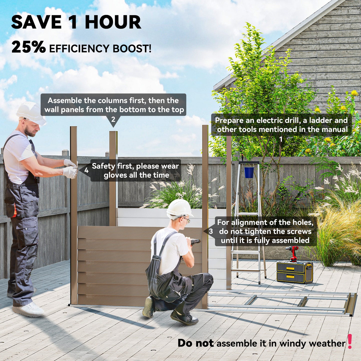 Outsunny 5 x 9ft Galvanised Metal Garden Shed with Foundation Kit, Outdoor Lean-to Shed, Tool Storage House with Lockable Doors, Brown