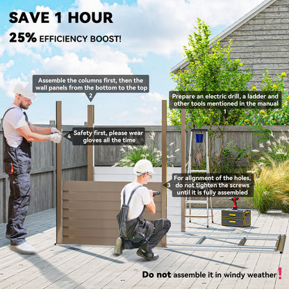 Outsunny 5 x 9ft Galvanised Metal Garden Shed with Foundation Kit, Outdoor Lean-to Shed, Tool Storage House with Lockable Doors, Brown