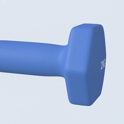 SPORTNOW 2x2kg Hexagonal Dumbbell Set | Blue | 16x7.5x7.5cm Each | Ø3.3x11cm Handle | Plastic-Coated | Non-Slip Grip | Anti-Roll Hex Design | Floor-Safe | Home Gym Workout