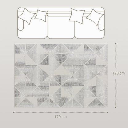 Modern Geometric Area Rug | Machine Washable | 100% Polyester Plush | TPR Non-Slip Backing | Foldable | 170x120cm | Grey | Living Room Bedroom Dining Room Home Office