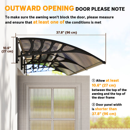 Outsunny Front Door Canopy, Outdoor Awning, Rain Shelter, 303 x 96cm , Brown
