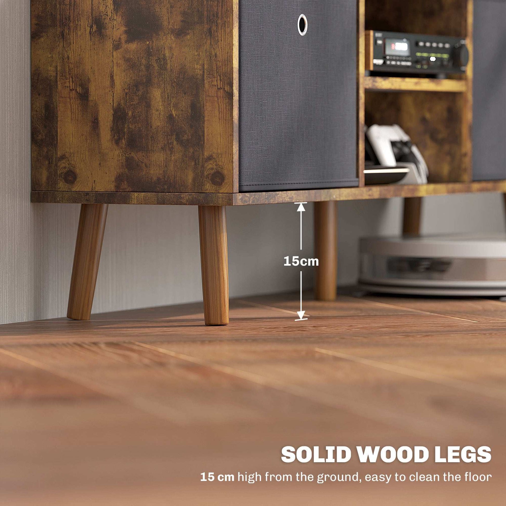 Retro Vintage Style TV Cabinet Stand Unit for TVs up to 50'' with Foldable Drawers, Entertainment Centre for Living Room Rustic Brown