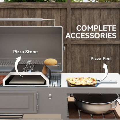 Portable Stainless Steel BBQ Grill Top Pizza Oven with Built-in Thermometer and Viewing Window for Gas and Charcoal BBQ Grills