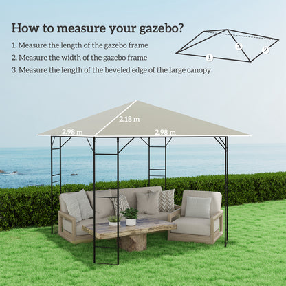 3x3m Gazebo Replacement Canopy Top | 600D Oxford Fabric | UPF30+ PA Coating | Hook & Loop Fasteners | Drainage Holes | Fits Outsunny 01-0867 Series Only | 300x300cm | Grey