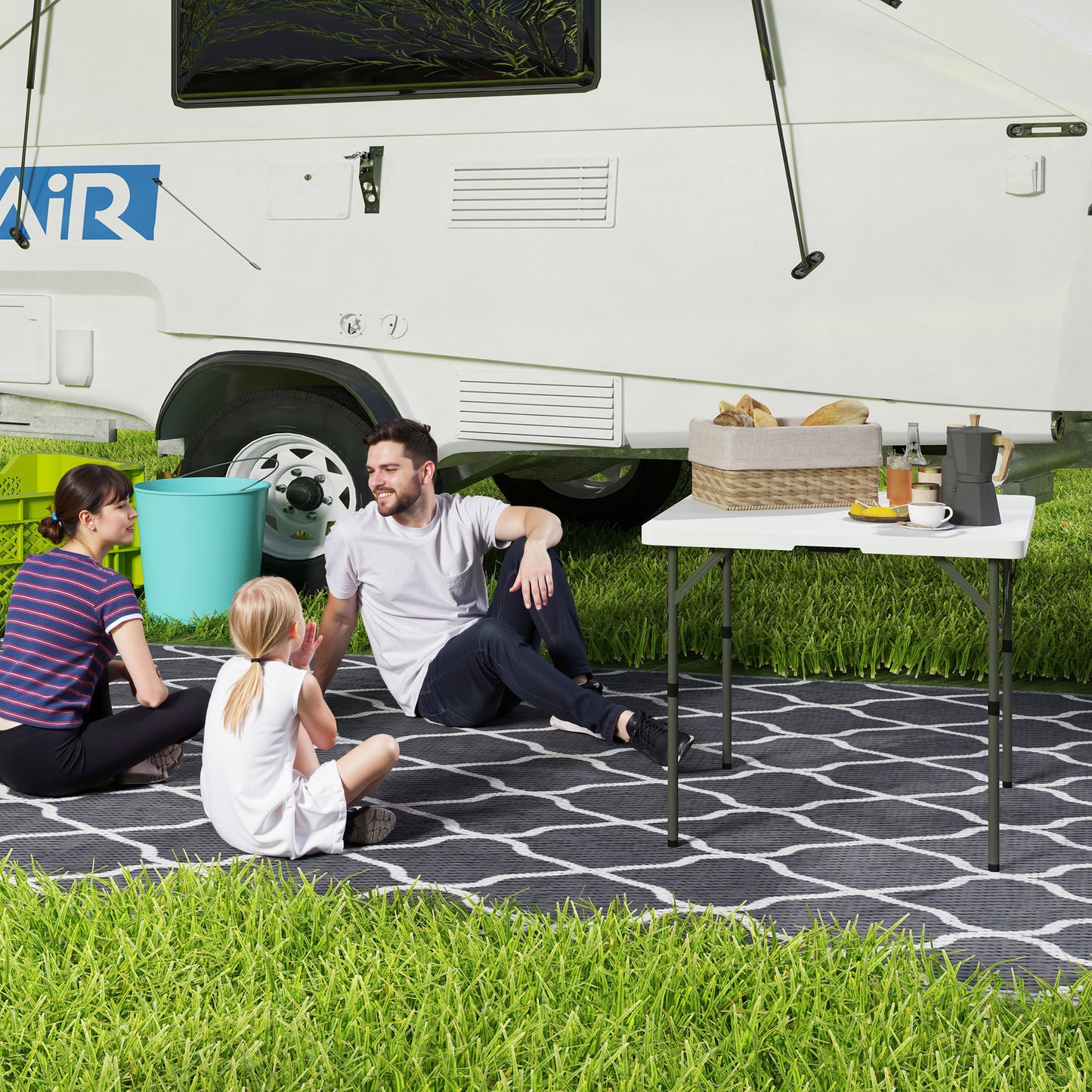 3ft Folding Camping Table, Heavy Duty Picnic Table with 2 Adjustable Height for Indoor Outdoor Garden, Party, BBQ, White