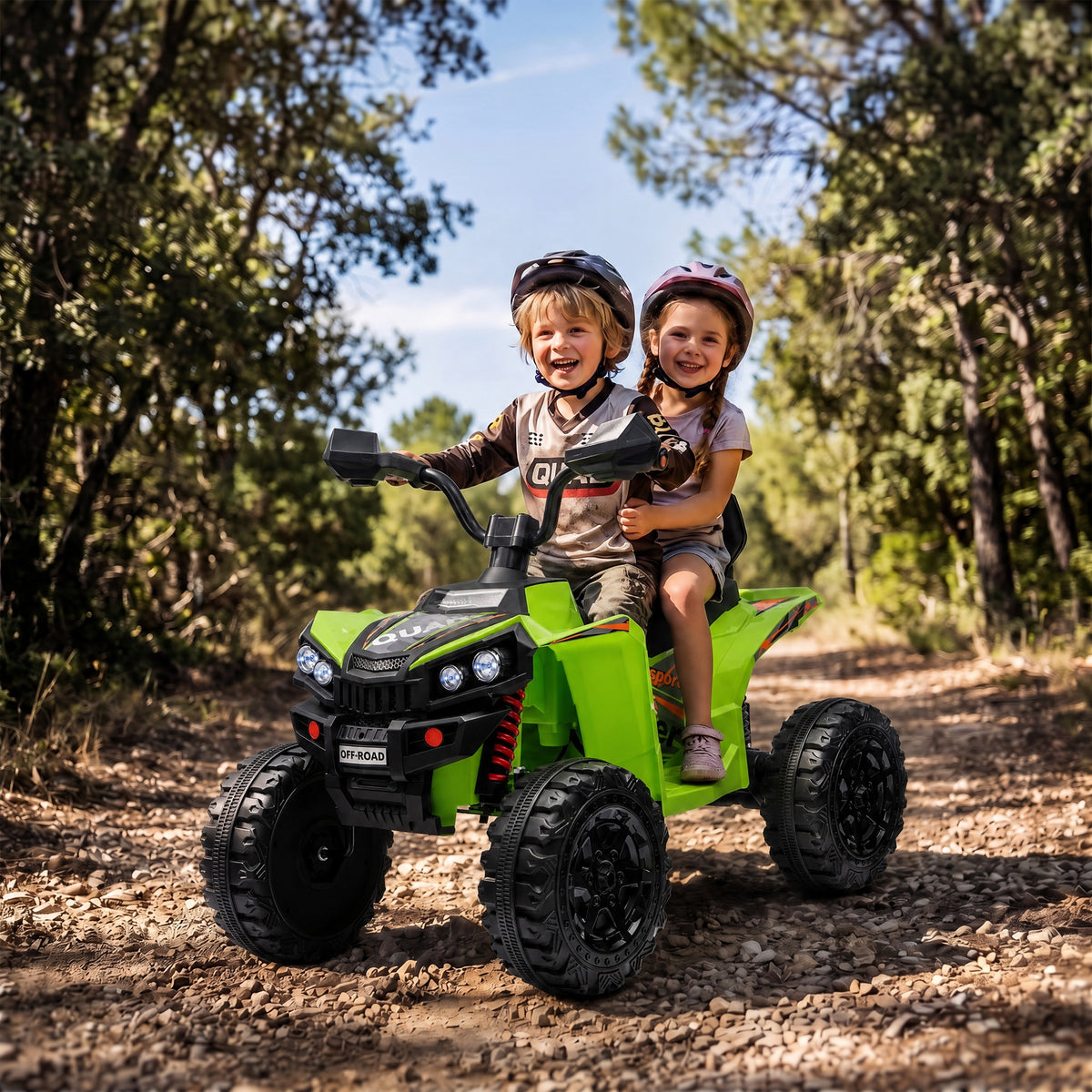 24V 2-Seater Electric Ride-On ATV Quad Bike | 4-6 km/h Forward & Reverse | 70-Minute Battery | 50 kg Capacity | Ages 3-8 | Green, Pink or Black