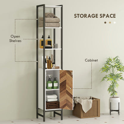 Tall Bathroom Cabinet with 3 Shelves, Slim Storage Cabinet with Adjustable Shelf, Narrow Tallboy Cupboard, Bathroom Storage Unit for Kitchen, Living Room, Hallway, 30 x 30 x 170 cm