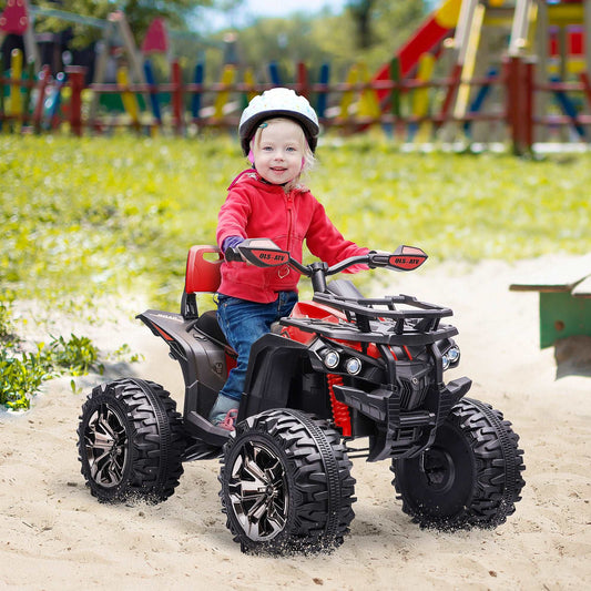12V Quad Bike ATV with LED Lights, Music, Backrest, Forward, Backward