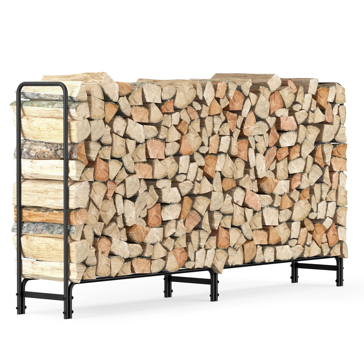 Outdoor Fire Wood Log Rack For Fireplace Heavy Duty Firewood Pile Storage Organiser Store For Patio Deck Metal Log Holder Stand