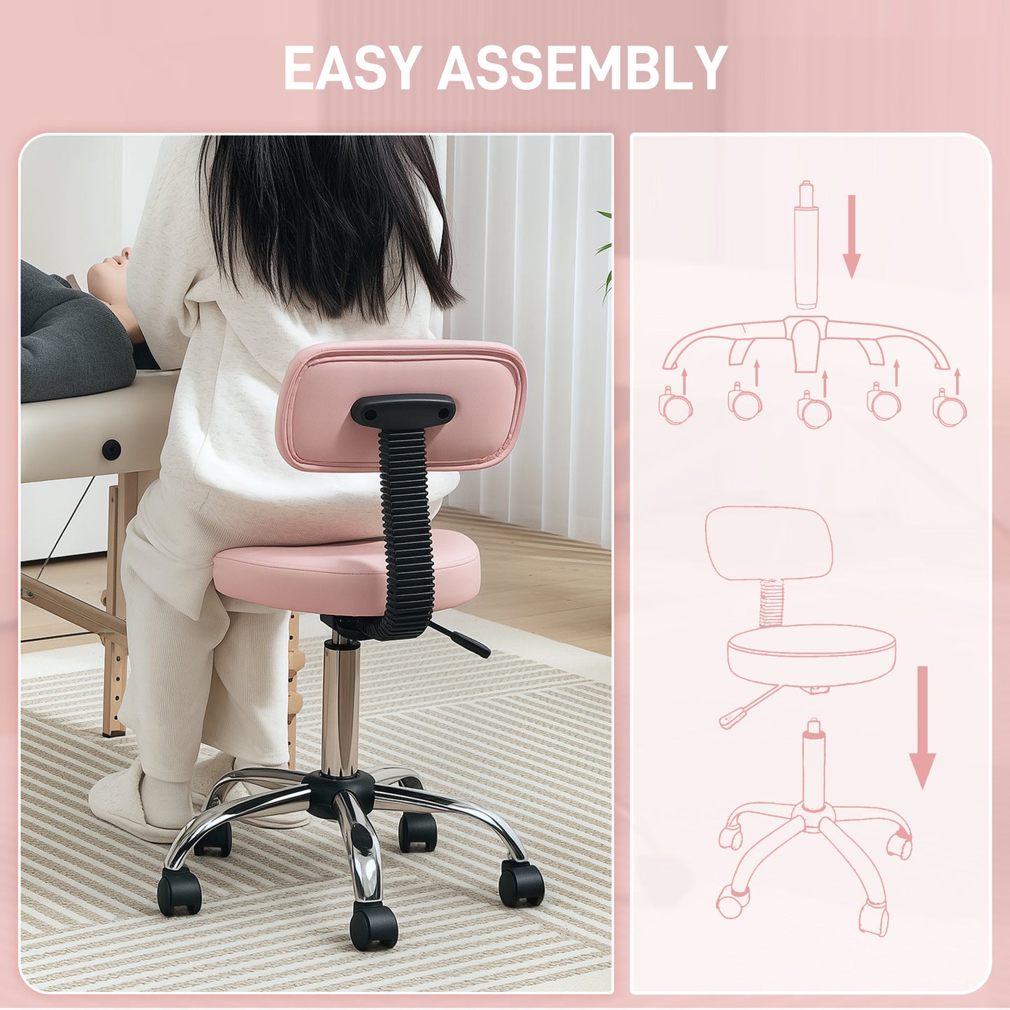 360° Swivel Seat Salon Stool - Pink