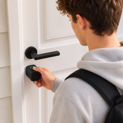 5-in-1 Smart Door Cylinder | Fingerprint | Password | NFC Card | Tuya App | Mechanical Key | Euro Profile | uPVC & Composite | Reversible | Bluetooth 10m | 3xAAA | 4.2x4.2x16cm | Black