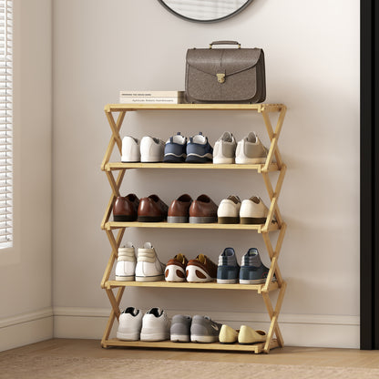 5-Tier Bamboo Shoe Rack, No Assembly - Natural