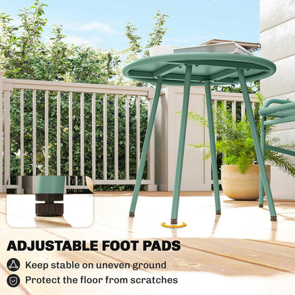 3-Piece Rattan Bistro Set | 2 Chairs & Round Table | Adjustable Feet | Green
