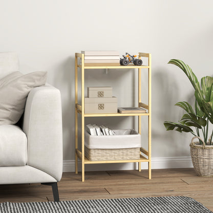 Three-Tier Bamboo Adjustable Shelf Storage Unit