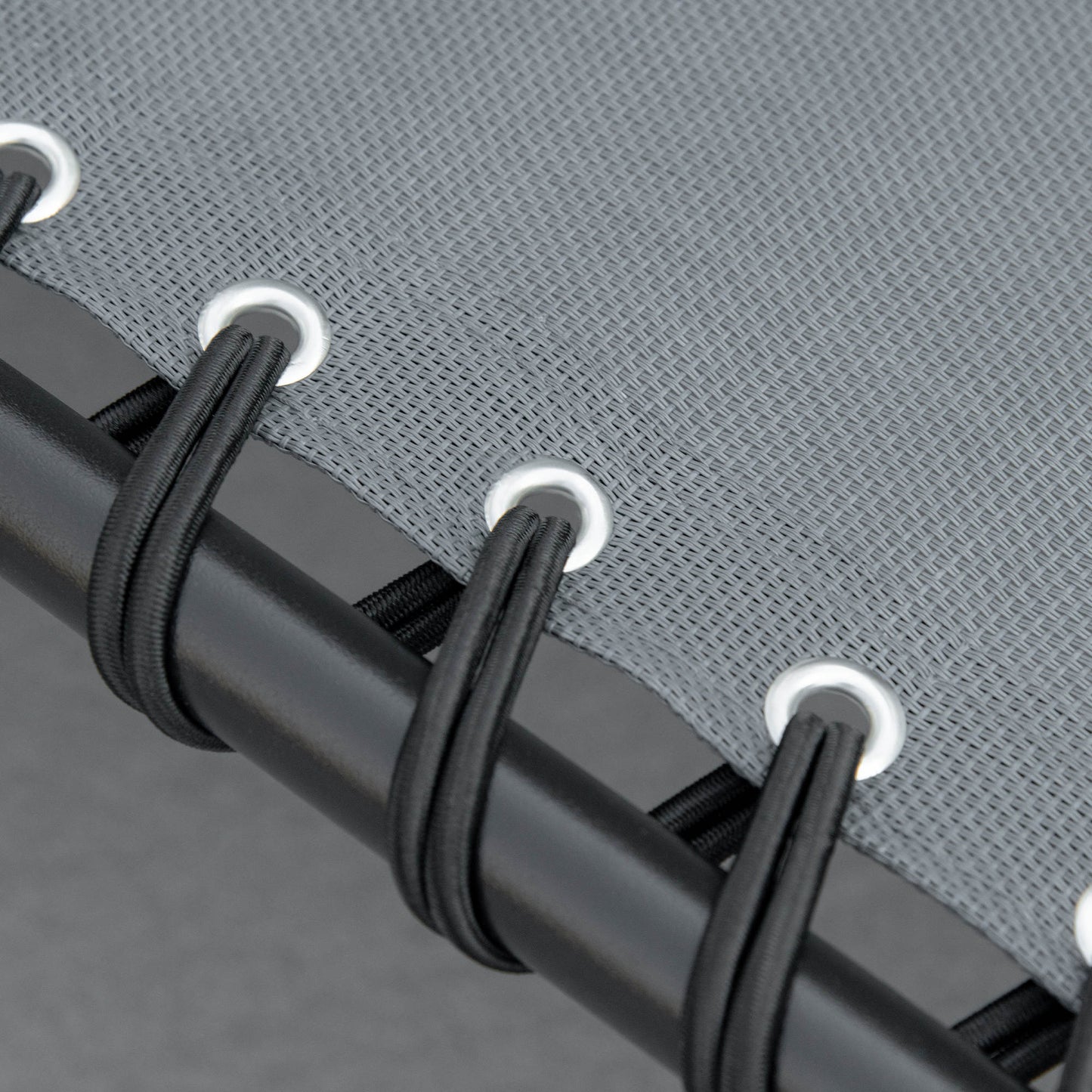 Portable Sun Lounger Set of 2, Folding Camping Bed Cot, Reclining Lounge Chair 5-position Adjustable Backrest with Side Pocket, Pillow - Grey