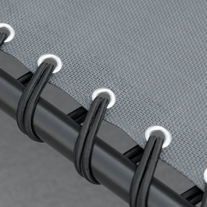 Portable Sun Lounger Set of 2, Folding Camping Bed Cot, Reclining Lounge Chair 5-position Adjustable Backrest with Side Pocket, Pillow - Grey