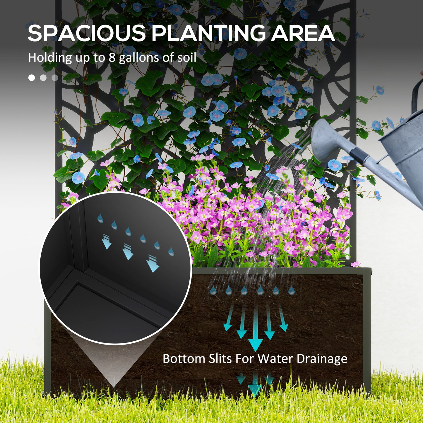 Outsunny Garden Bed with Privacy Screen, Wall Mounted or Freestanding Raised Planter for Climbing Plants, Flowers, Vegetables