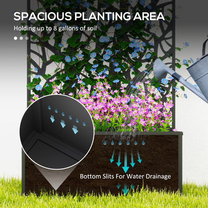 Outsunny Garden Bed with Privacy Screen, Wall Mounted or Freestanding Raised Planter for Climbing Plants, Flowers, Vegetables