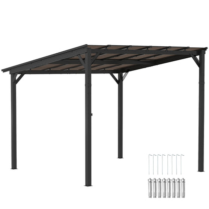 3 x 3(m) Metal Pergola with UPF 50+ and Waterproof Polycarbonate Roof, Wall-Mounted or Free Standing Garden Gazebo Outdoor Sun Shade