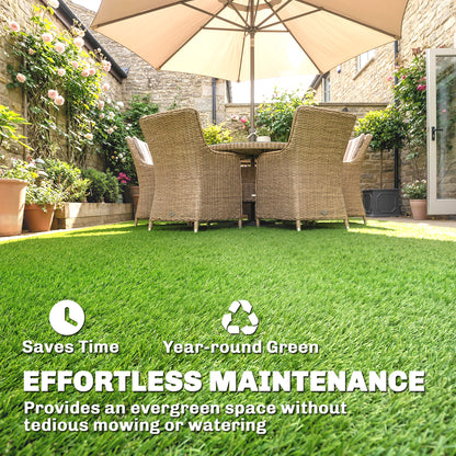 Outsunny Artificial Grass Turf Low Maintenance Realistic Lawn Pet Turf with Drain Holes for Garden 1m x 4m Green