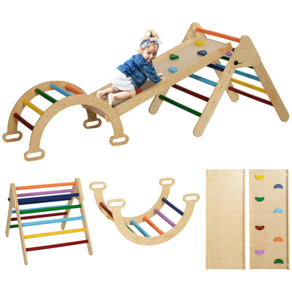 AIYAPLAY 5 in 1 Toddler Climbing Frame with Ramp, Arch, for 18-48 Months, Multicolour