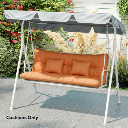 3-Seater Garden Cushion Set | Seat & Back Cushion + 2 Pillows | Water Repellent | Tufted | Orange