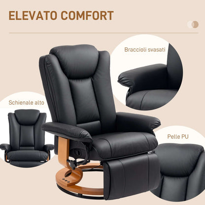 Stylish Faux Leather Recliner Chair - Black
