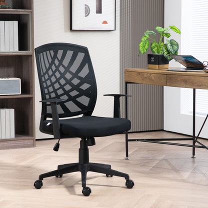 Ergonomic Office Chair, Height Adjustable Mesh Chair, Desk Chair with Swivel Wheels for Home Office, Black