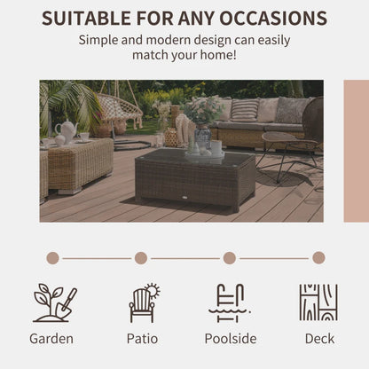 Outdoor Garden Rattan Coffee Conservatory Table With Glass Top Available In Different Colours