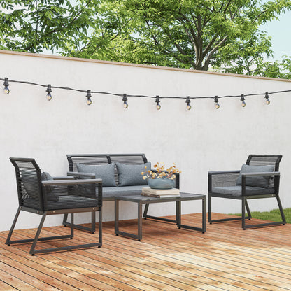 Outsunny 4 Pieces Rattan Garden Furniture Set - Charcoal Grey