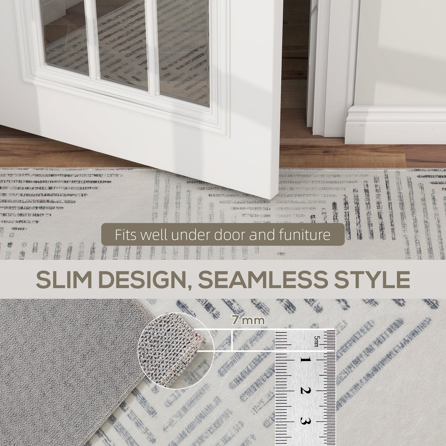 Modern Geometric Area Rug | Machine Washable | 100% Polyester Plush | TPR Non-Slip Backing | Foldable | 170x120cm | Grey | Living Room Bedroom Dining Room Home Office