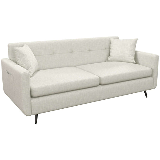 165cm 2 Seater Sofa for Living Room, Modern Fabric Couch, Tufted Loveseat Sofa Settee w/ Steel Legs, 2 Storage Pockets
