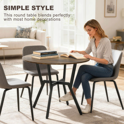 Dining Table, Round Kitchen Table with Black Legs, Anti-slip Foot Pads for Living Room, Dining Room 90 x 76 cm