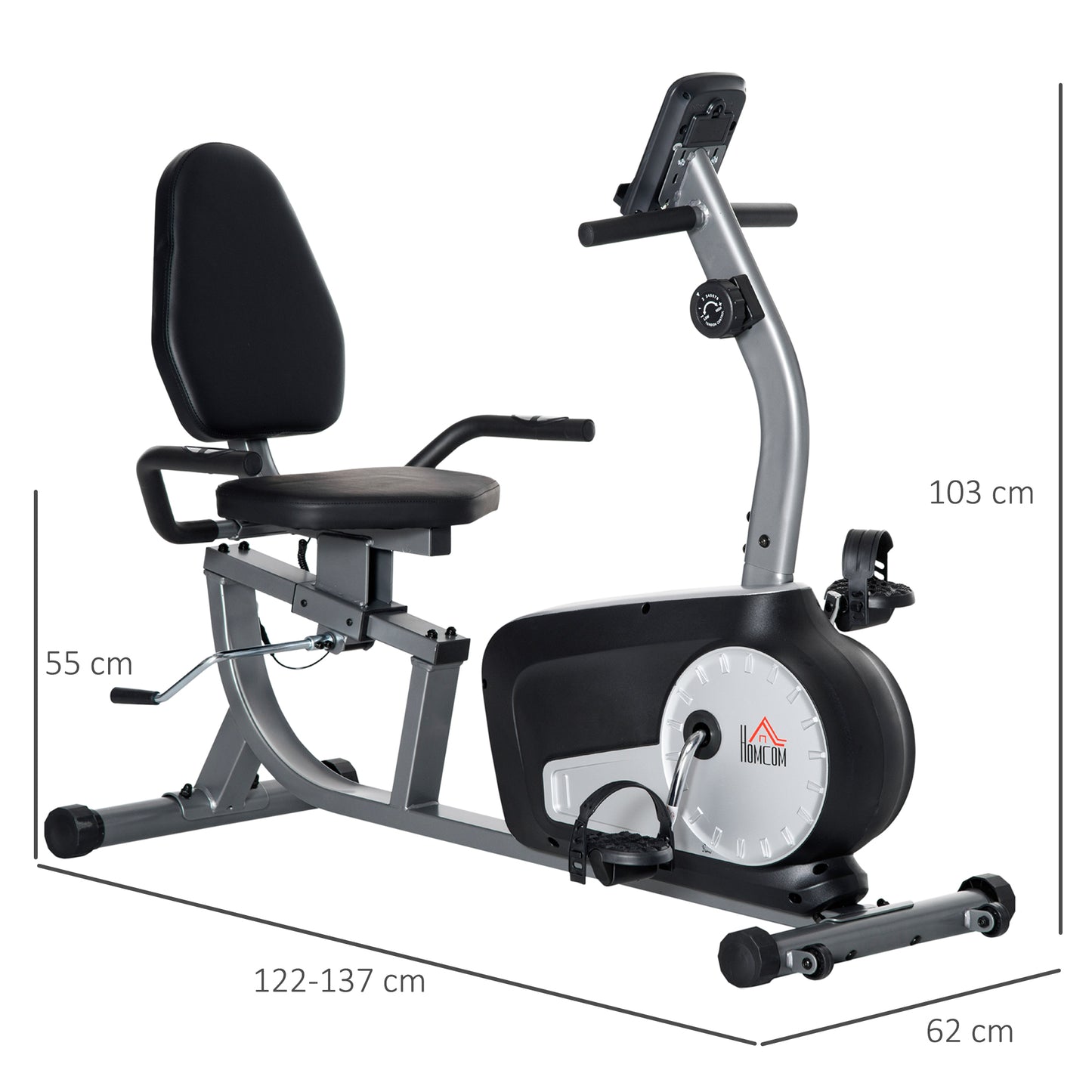 Exercise Bike with LCD Display, Stationary Bike with Quiet 8-Level Magnetic Resistance, Adjustable Seat and Backrest, Indoor Cycling Exercise Equipment for Home Gym Fitness Workout Training