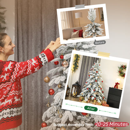 6ft Super Flocked Christmas Tree - Green/White