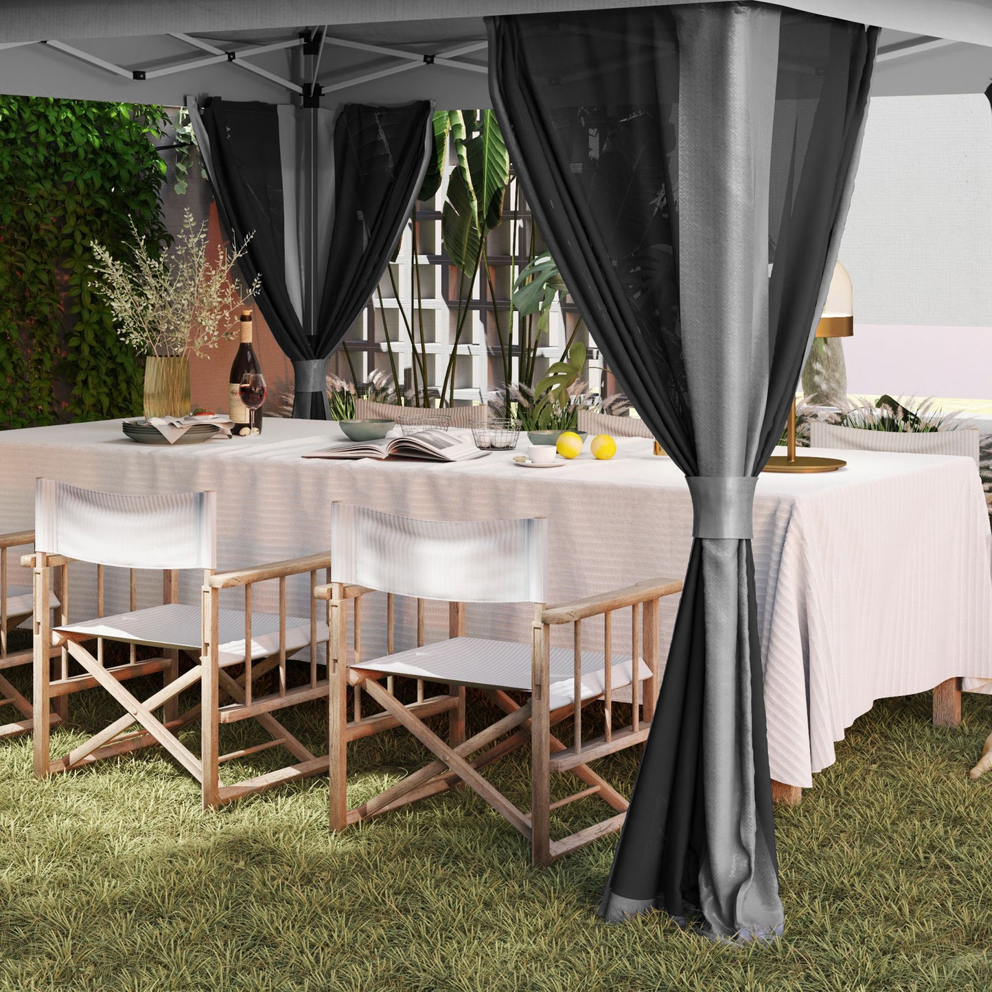 3.6x3.6m Pop Up Gazebo | UPF50+ Canopy | Removable Mesh Walls | 8 Drainage Holes | 3 Height Settings | Windproof Level 4-5 | Snow Rated | Sandbags Guy Ropes Ground Stakes | Wheeled Bag | Shades 8-12 People | Grey