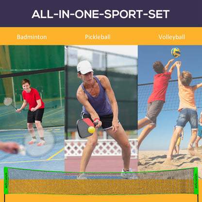 Portable Badminton Set, Multi-Sports Badminton Net for Pickleball Volleyball W/ 3 Shuttlecocks, 4 Rackets, for Indoor Outdoor, Garden, Beach
