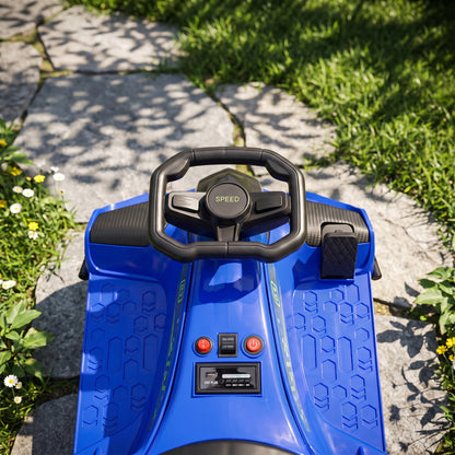 12V Kids Electric Drift Go-Kart | 2 Speeds, 3–8km/h, Soft Start & 7Ah Battery | Colourful LED Lights & Music | Blue | Ages 8–12, Max 50kg