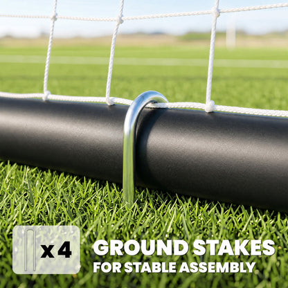 SPORTNOW Football Goal | Black & White | 6x4ft 180x90x122cm | 32mm Metal Frame | Polyester Net 10x10cm Mesh | 22 Bungee Cords | 4 Ground Stakes | Indoor Outdoor | Age 5+