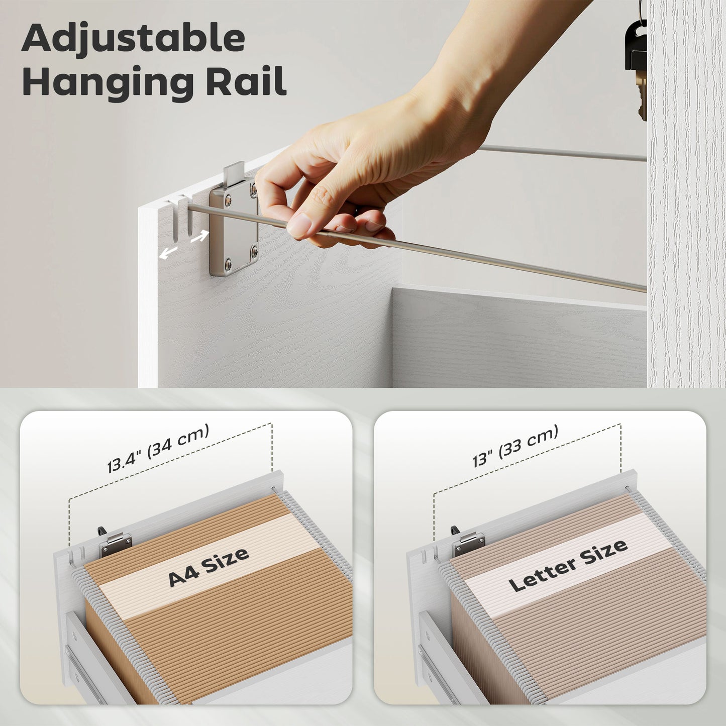 Three Drawer Wood-Effect Filing Cabinet - White