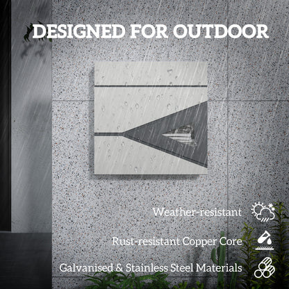 Wall Mounted Post Box with Viewing Window, 2 Lock, Modern Galvanised Steel Mailbox with Copper Core, Weatherproof Letterbox - Silver